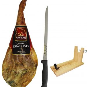 Jamón navidul 4 estaciones + cuchillo + jamonero de regalo
